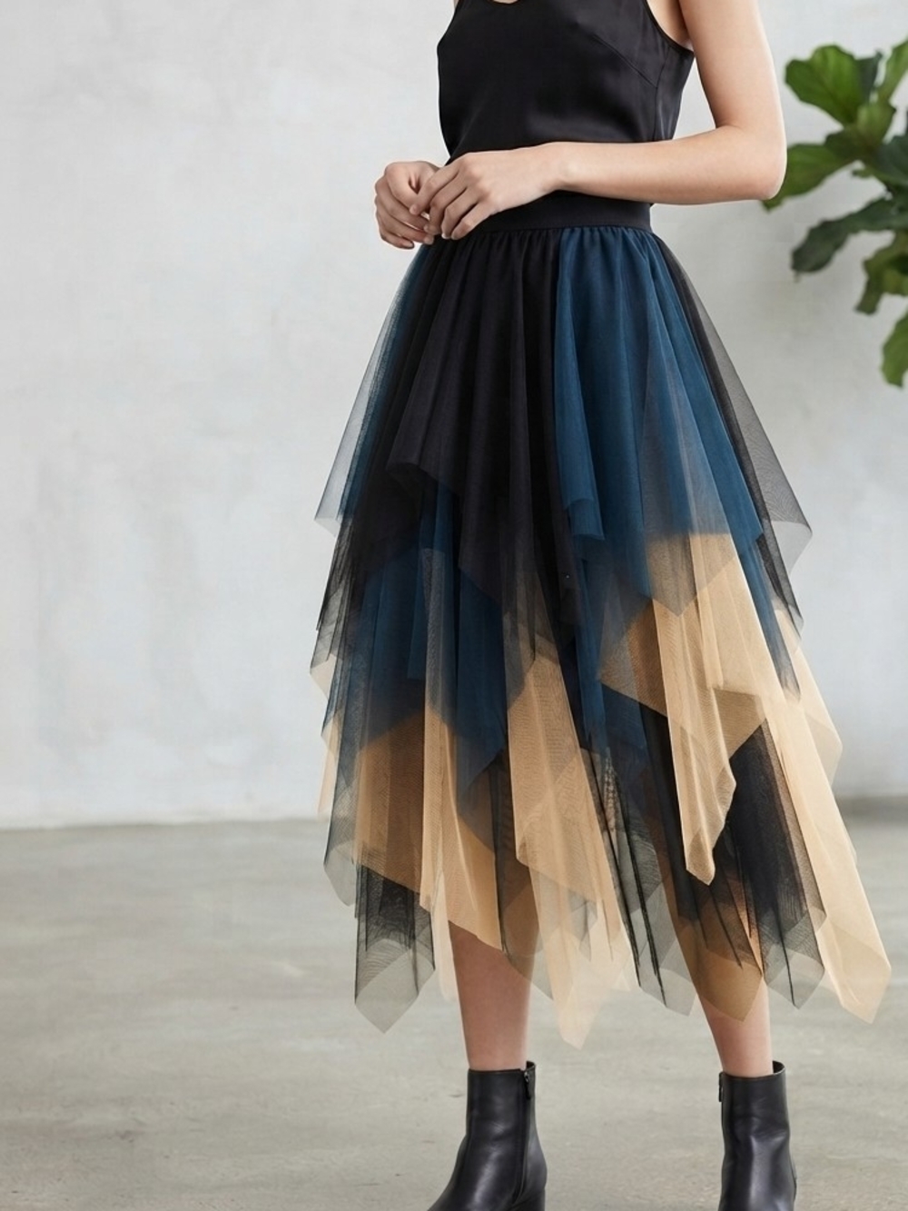Hot & Delicious Colorblock Asymmetrical Tulle Skirt - Size M